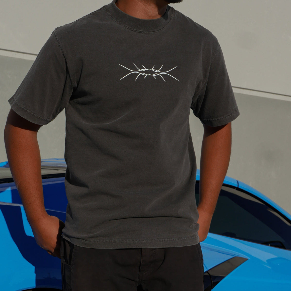 Spine washed tee